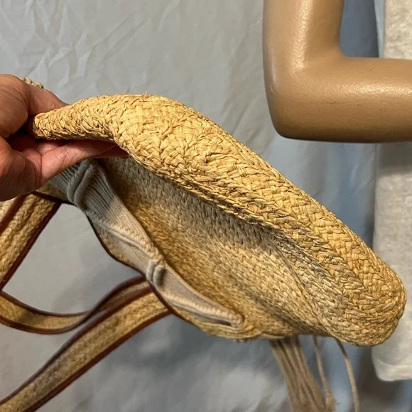 Vintage y2k Polo Jeans Ralph Lauren Leather Raffia Macrame Purse - Picture 7 of 12